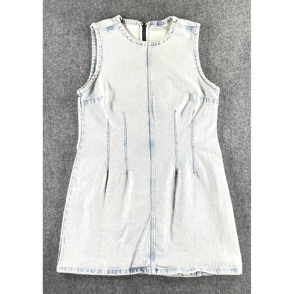 Abercrombie & Fitch Womens Light Wash Denim Mini Dress Sleeveless XL Acid Wash‎